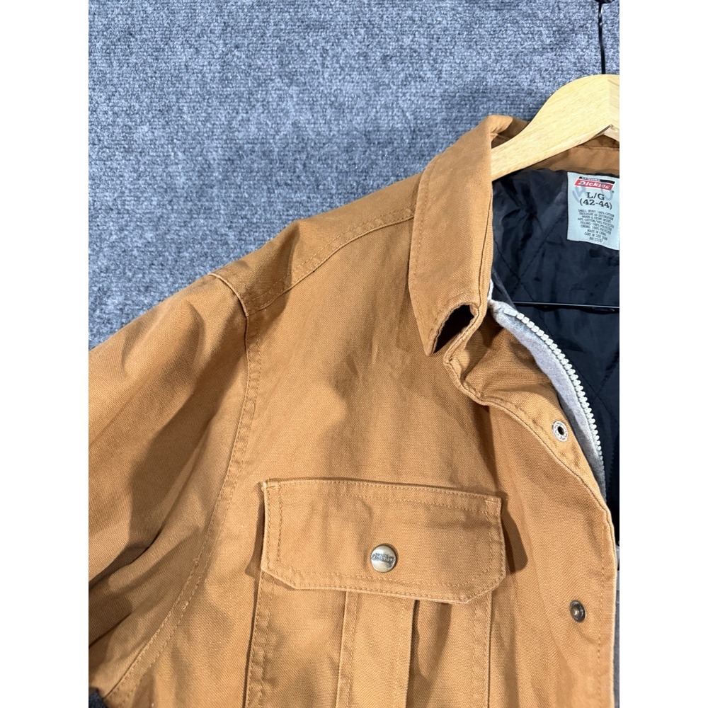 Dickies Duck Canvas Work Shirt Jacket Shacket Mens L Brown Quilted Lined Hunting - Picture 5 of 16